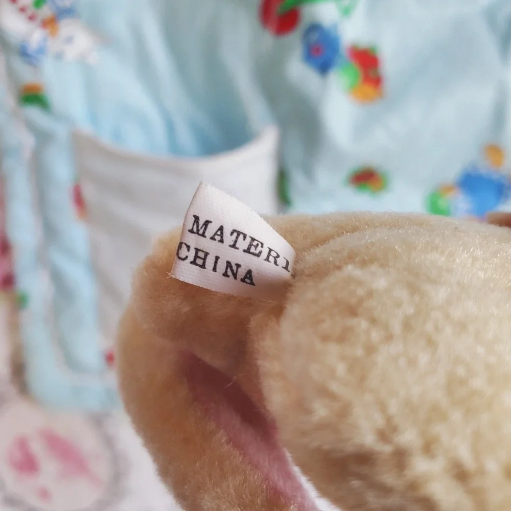 Vintage 90s‎ Baby Bib Blue Quilted Bunny Rabbit Pocket & Stuffed Toy